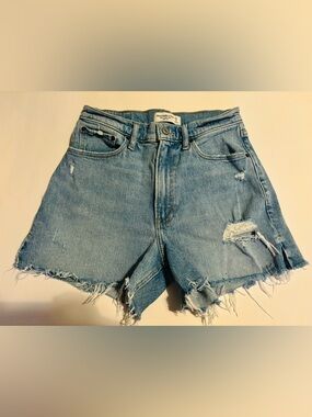 Abercrombie & Fitch Light Blue Distressed Denim Shorts